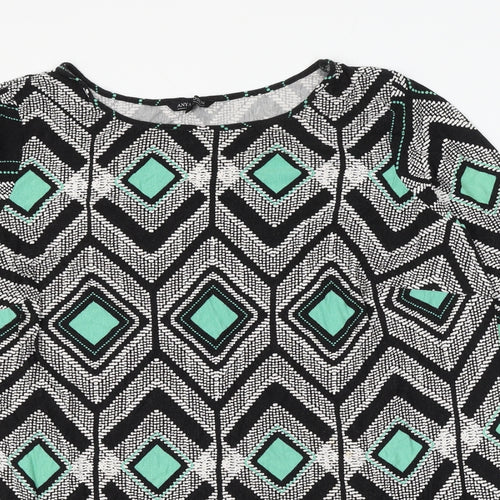Anya Madsen Womens Multicoloured Geometric Viscose Basic Blouse Size 28 Round Neck