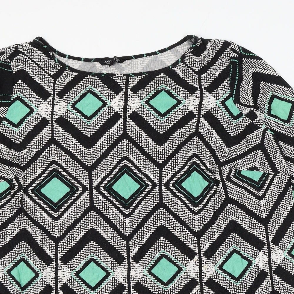 Anya Madsen Womens Multicoloured Geometric Viscose Basic Blouse Size 28 Round Neck