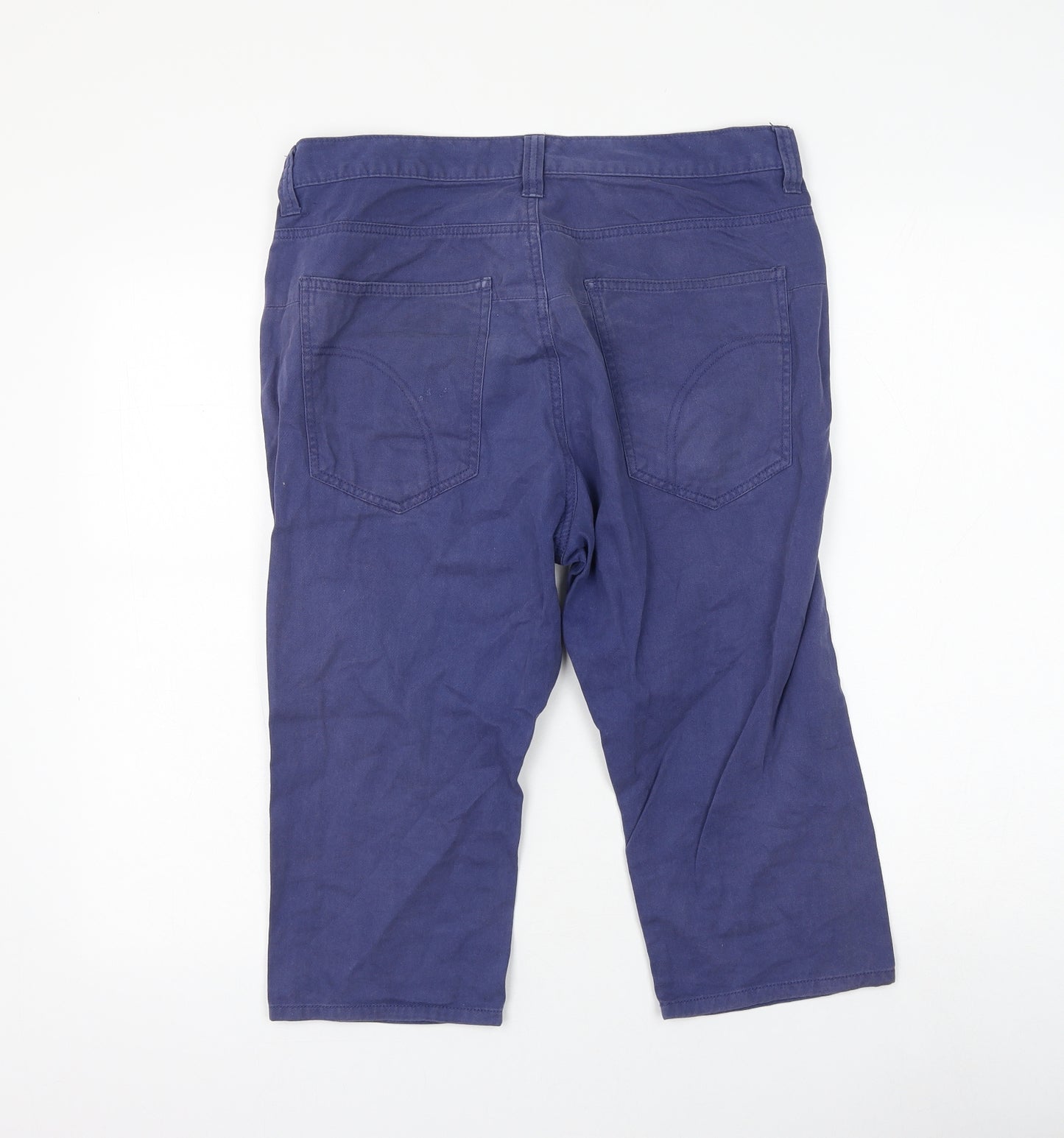 Primark Womens Blue Cotton Chino Shorts Size 32 in L16 in Regular Zip