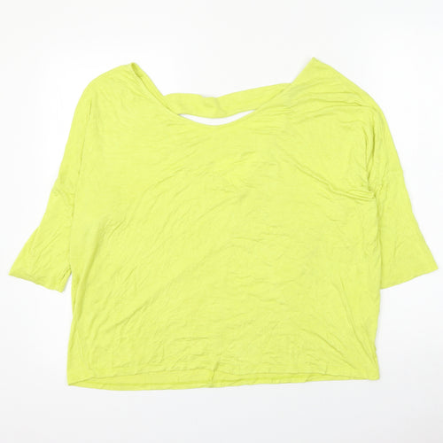 South Womens Yellow Viscose Basic Blouse Size 14 Round Neck