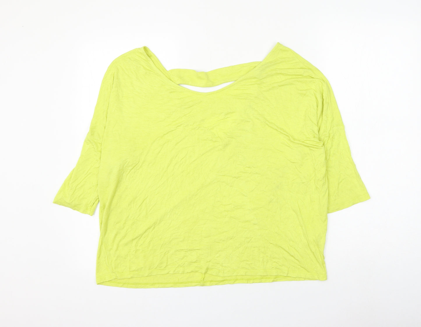 South Womens Yellow Viscose Basic Blouse Size 14 Round Neck