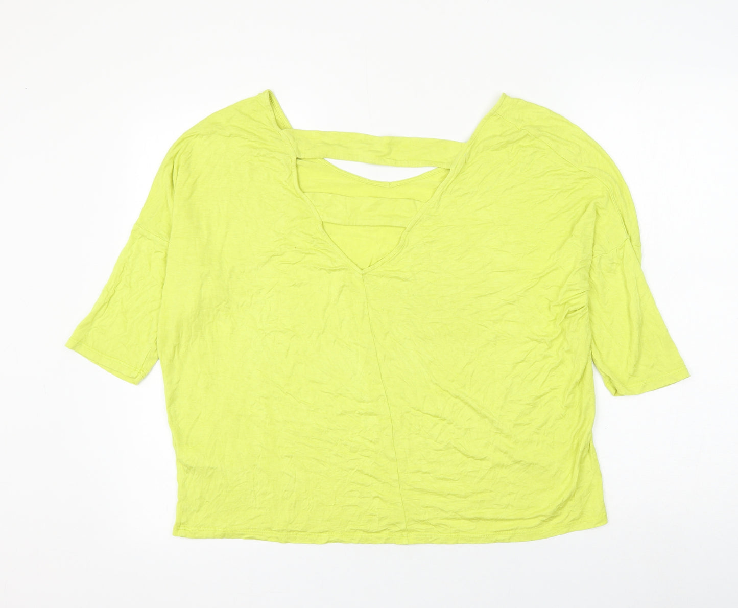 South Womens Yellow Viscose Basic Blouse Size 14 Round Neck