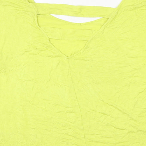 South Womens Yellow Viscose Basic Blouse Size 14 Round Neck