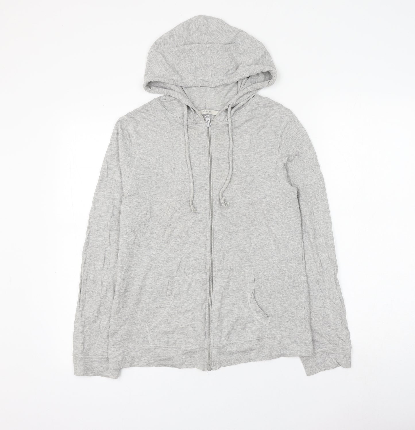 George Womens Grey Cotton Full Zip Hoodie Size 10 Zip