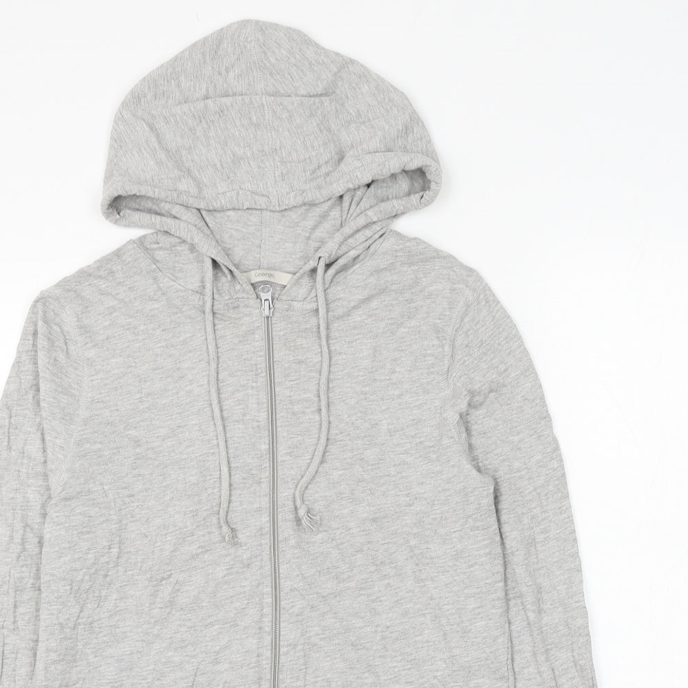 George Womens Grey Cotton Full Zip Hoodie Size 10 Zip