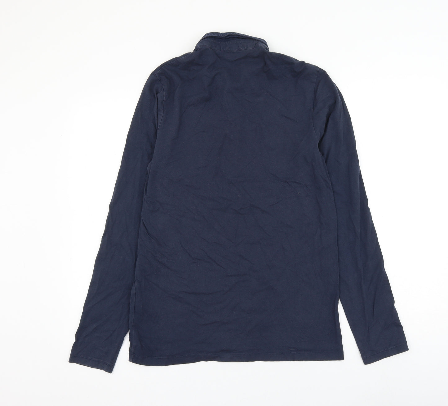 JACK & JONES Mens Blue Cotton Polo Size M Collared Button