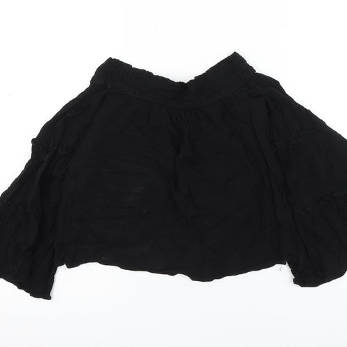 Primark Womens Black Viscose Basic Blouse Size 8 Round Neck