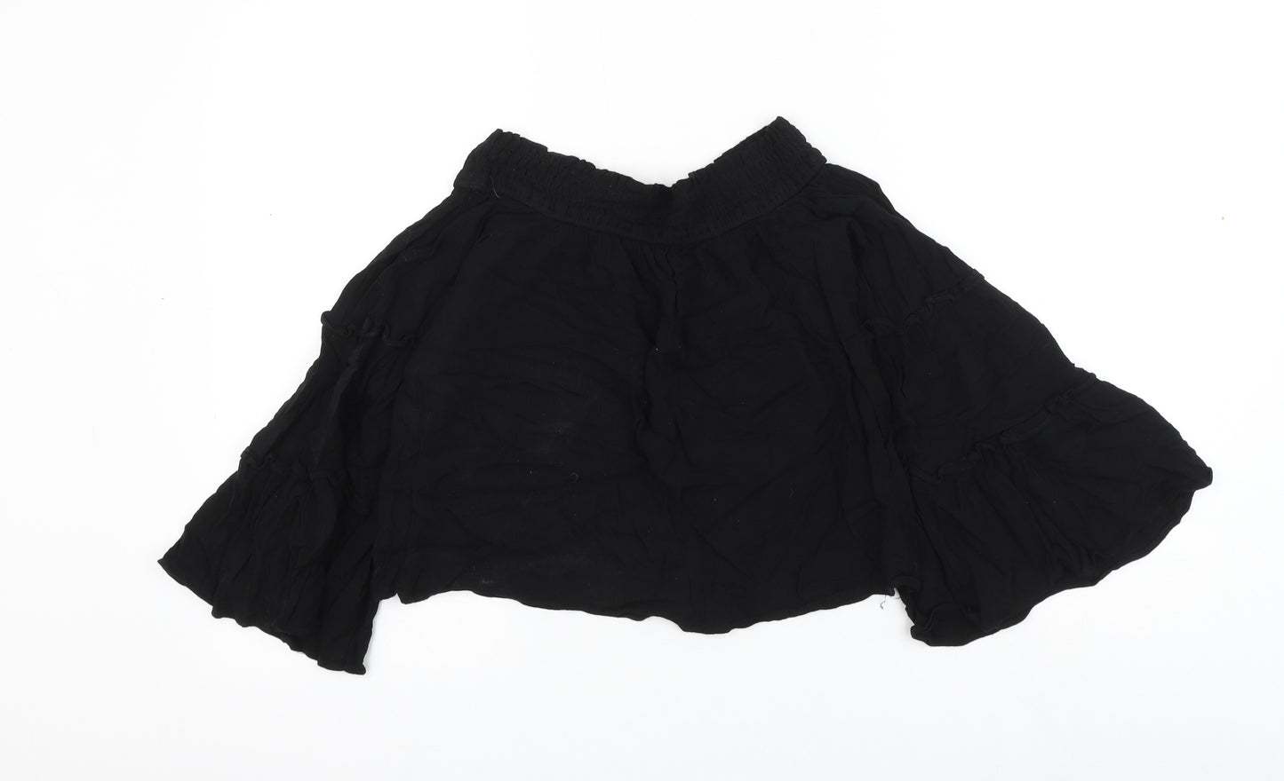 Primark Womens Black Viscose Basic Blouse Size 8 Round Neck