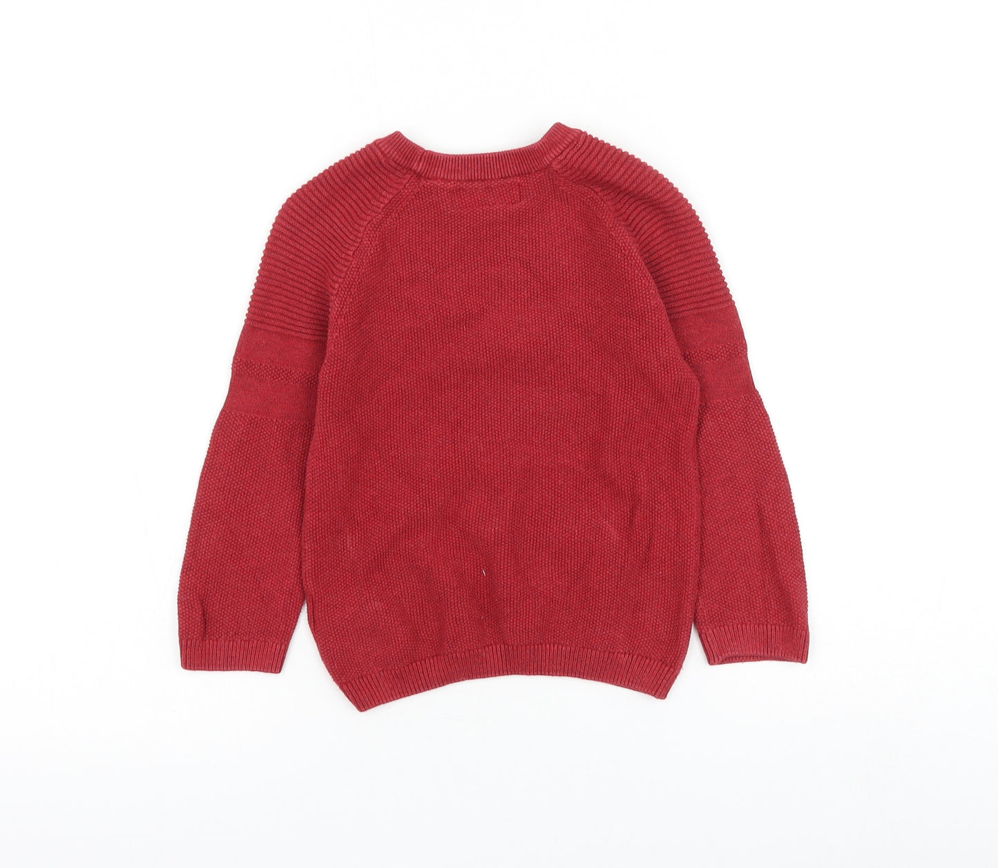 NEXT Boys Red Round Neck Cotton Pullover Jumper Size 3 Years Pullover