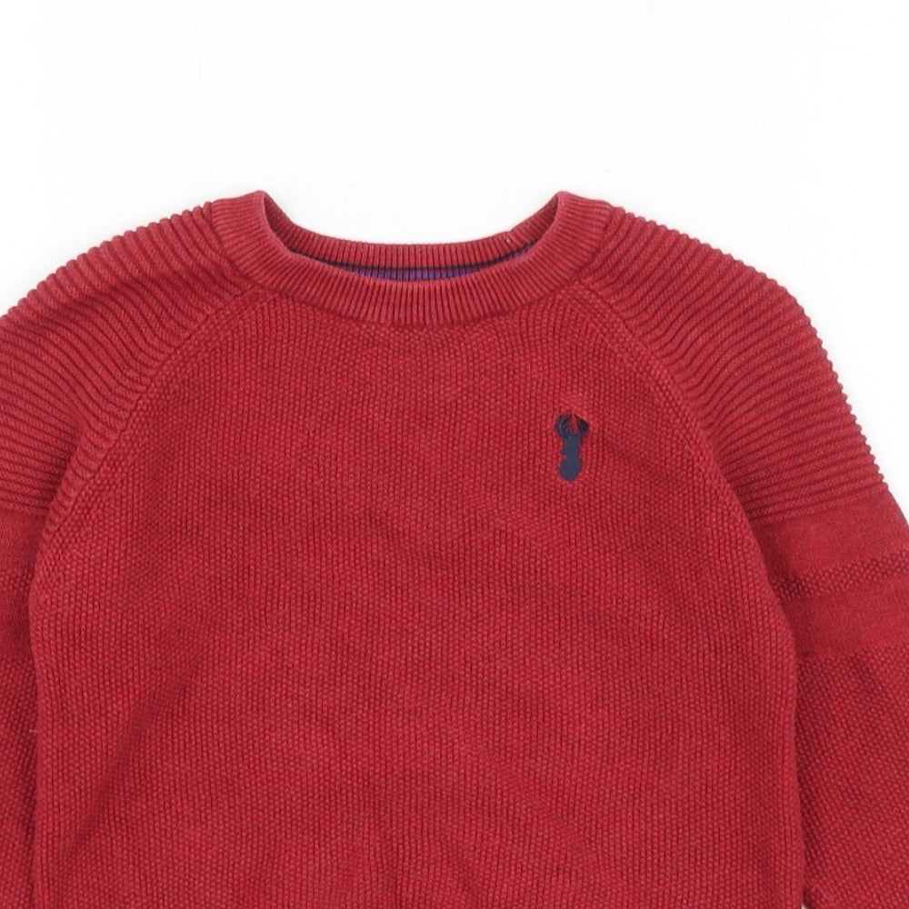 NEXT Boys Red Round Neck Cotton Pullover Jumper Size 3 Years Pullover