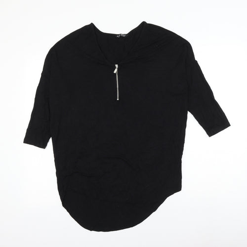 Select Womens Black Viscose Basic Blouse Size 10 V-Neck