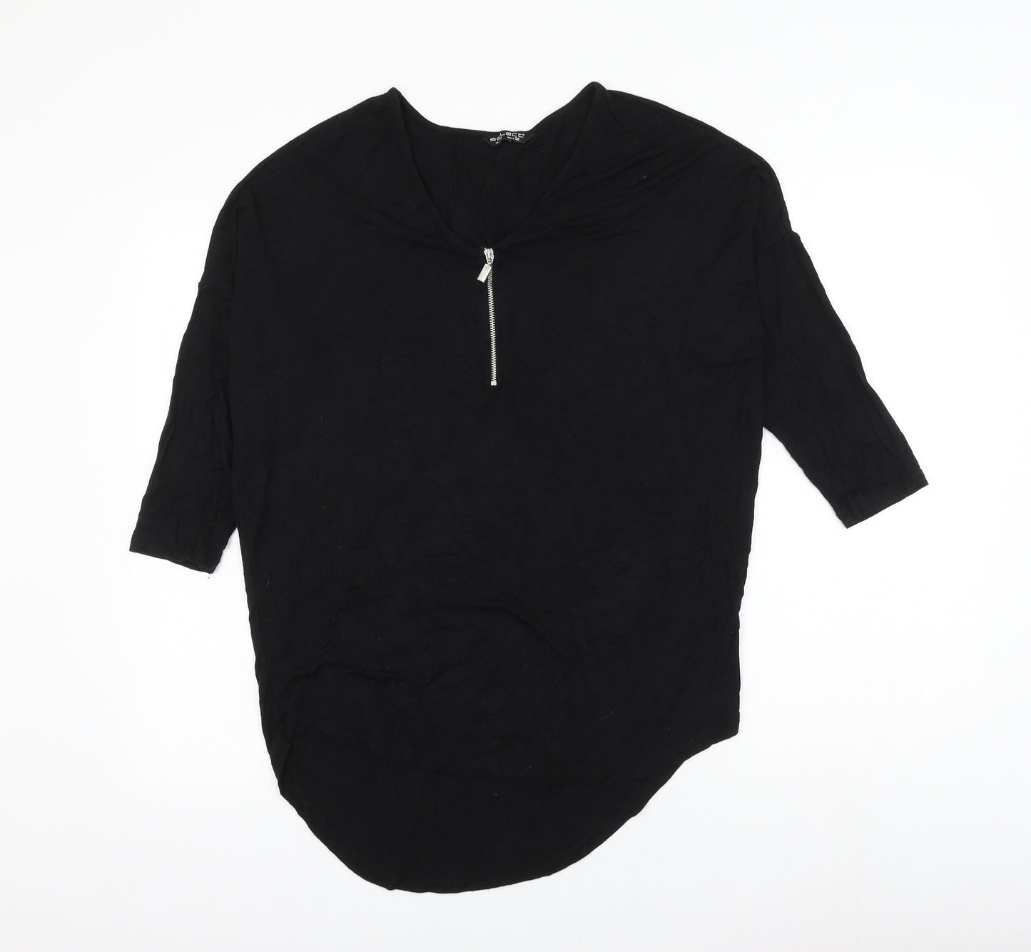 Select Womens Black Viscose Basic Blouse Size 10 V-Neck