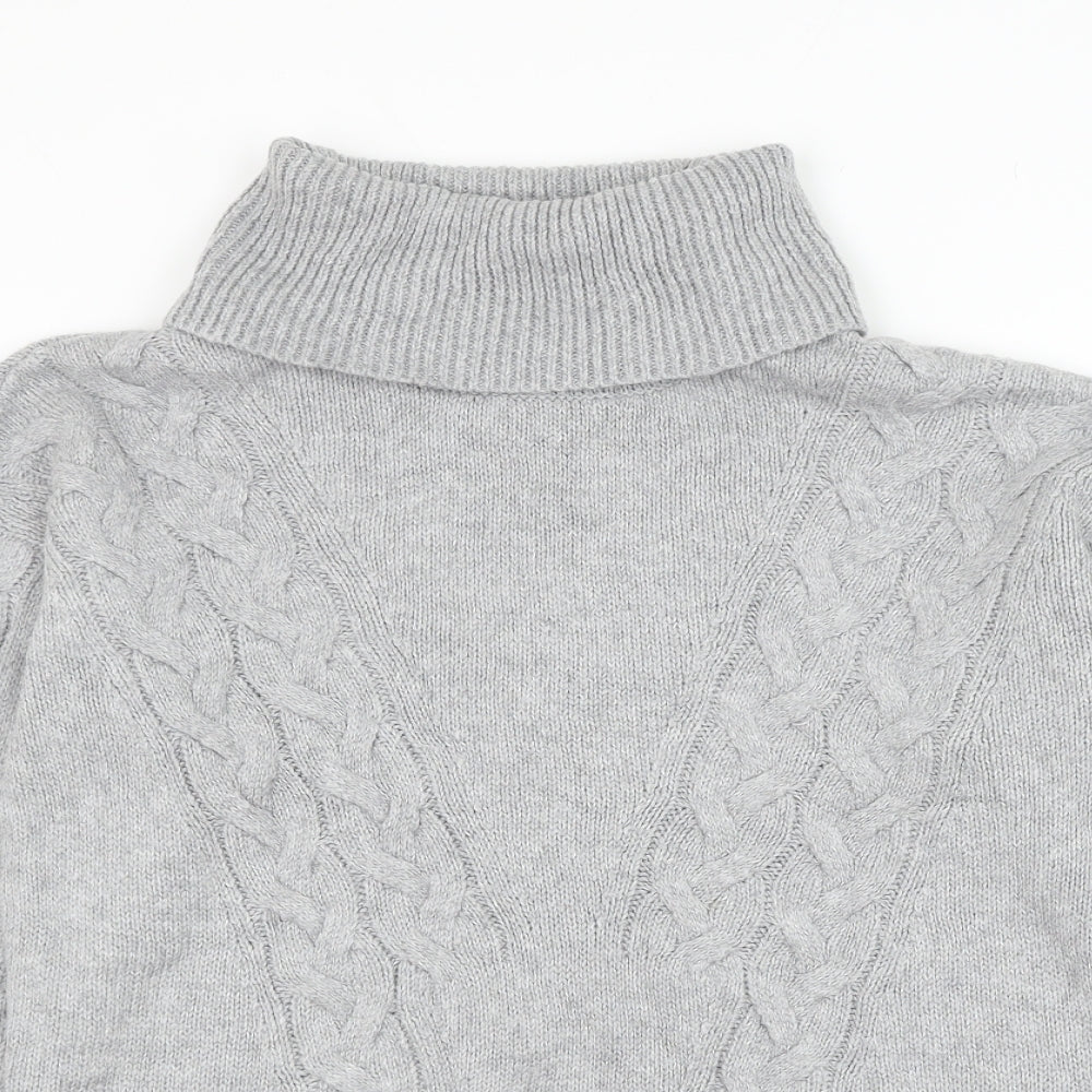 Vince Camuto Womens Grey Roll Neck Cotton Pullover Jumper Size M