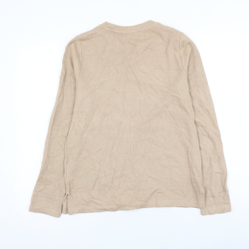 Marks and Spencer Womens Beige Round Neck Cotton Pullover Jumper Size 8