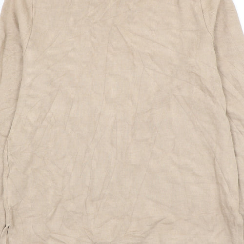 Marks and Spencer Womens Beige Round Neck Cotton Pullover Jumper Size 8