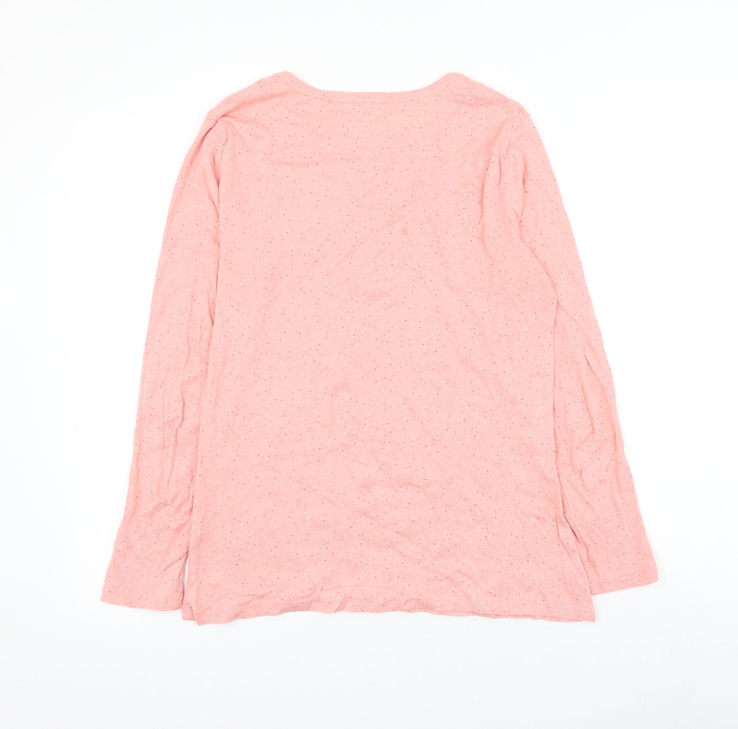 Papaya Womens Pink Geometric Cotton Basic T-Shirt Size 14 Round Neck