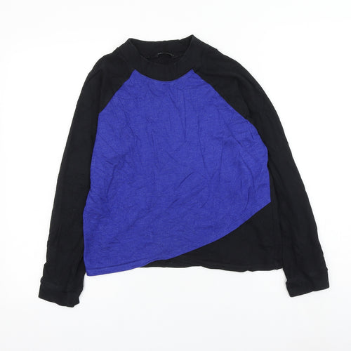 Select Womens Black Colourblock Cotton Pullover Sweatshirt Size 12 Pullover