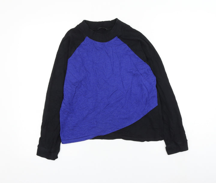 Select Womens Black Colourblock Cotton Pullover Sweatshirt Size 12 Pullover