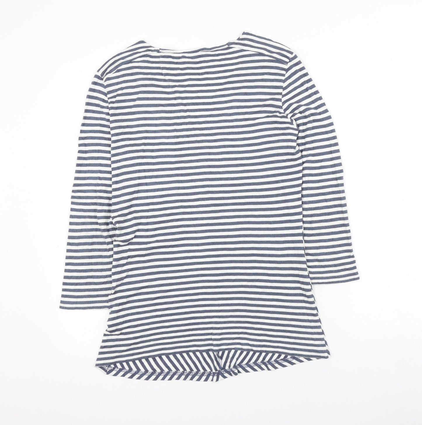 Jaeger Womens Blue Striped Viscose Basic Blouse Size M V-Neck