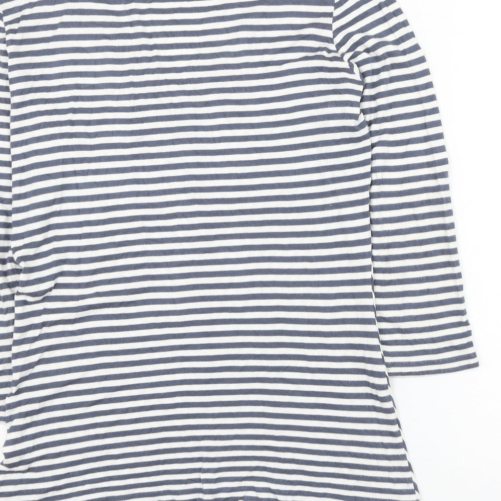 Jaeger Womens Blue Striped Viscose Basic Blouse Size M V-Neck