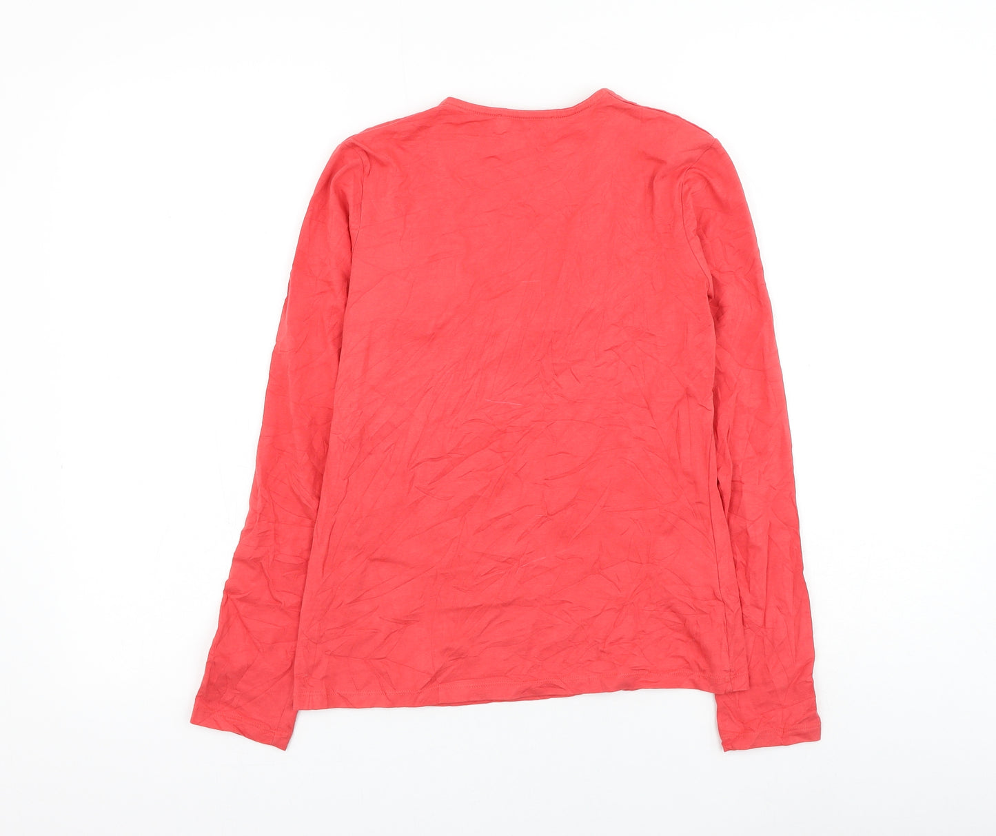 Laura Ashley Womens Red Cotton Basic Blouse Size 10 V-Neck - Knot Detail