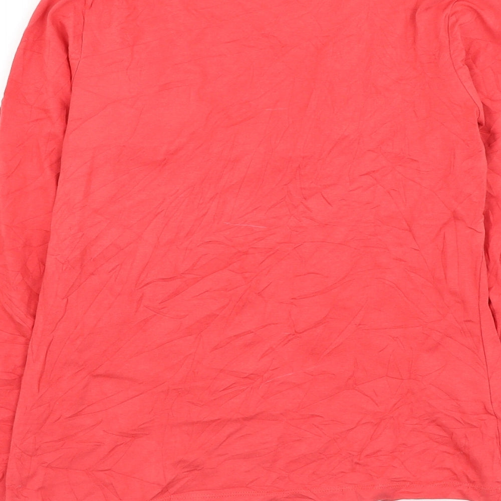 Laura Ashley Womens Red Cotton Basic Blouse Size 10 V-Neck - Knot Detail