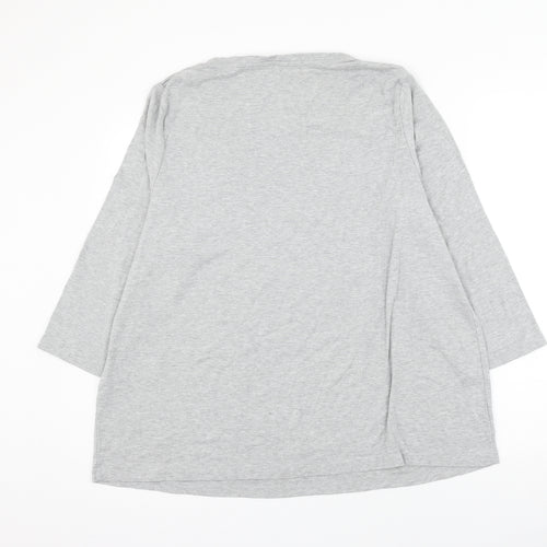 Bonmarché Womens Grey Floral Polyester Basic Blouse Size XL Scoop Neck