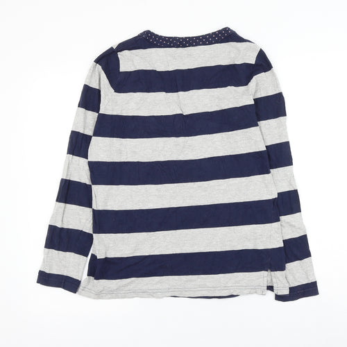 BPC Womens Blue Striped Cotton Basic T-Shirt Size 12 V-Neck