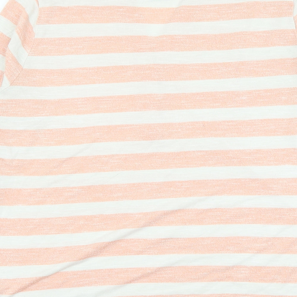 Papaya Womens Pink Striped Viscose Basic T-Shirt Size 18 V-Neck