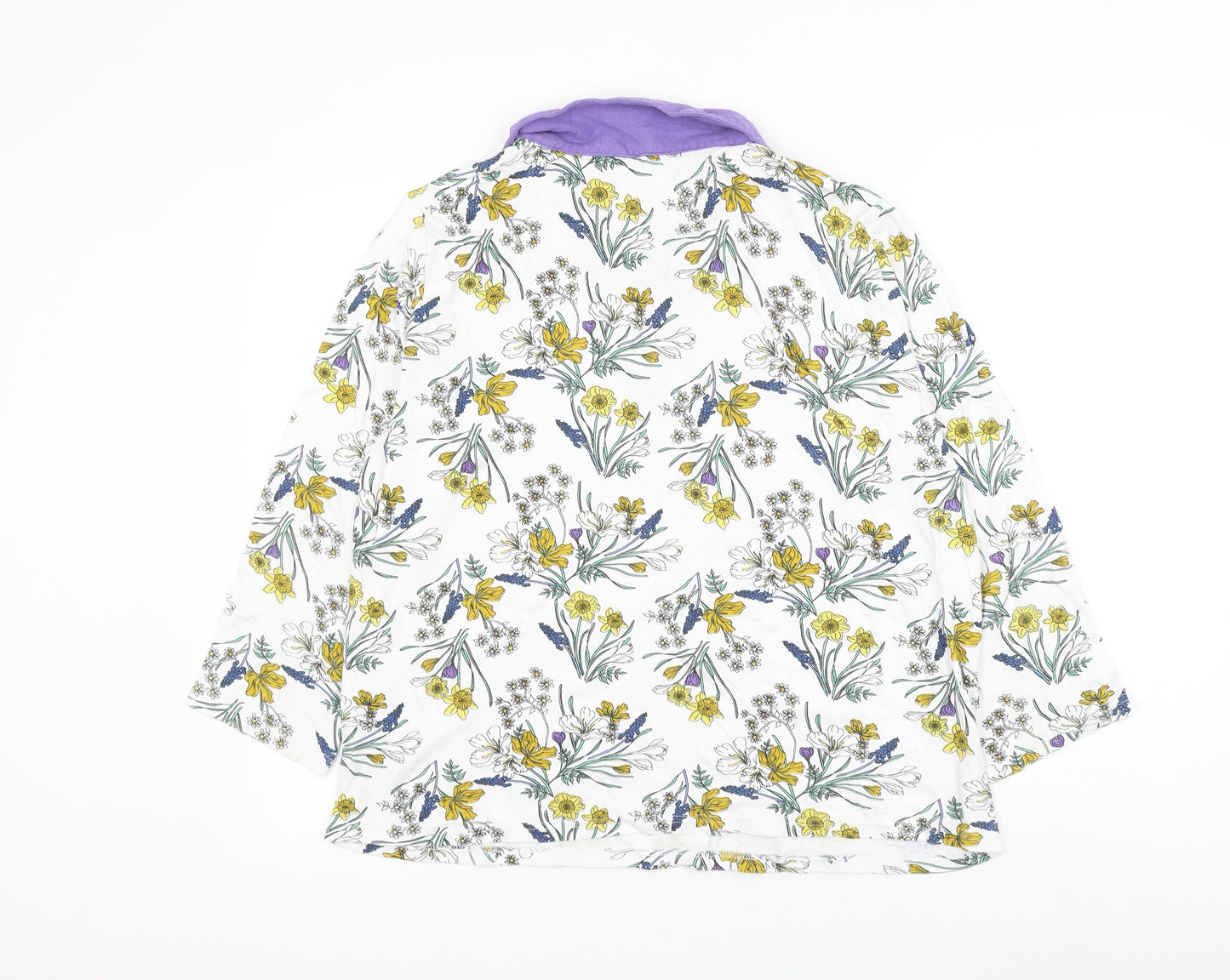 EWM Womens White Floral Cotton Basic Blouse Size 22 Collared - Size 22-24