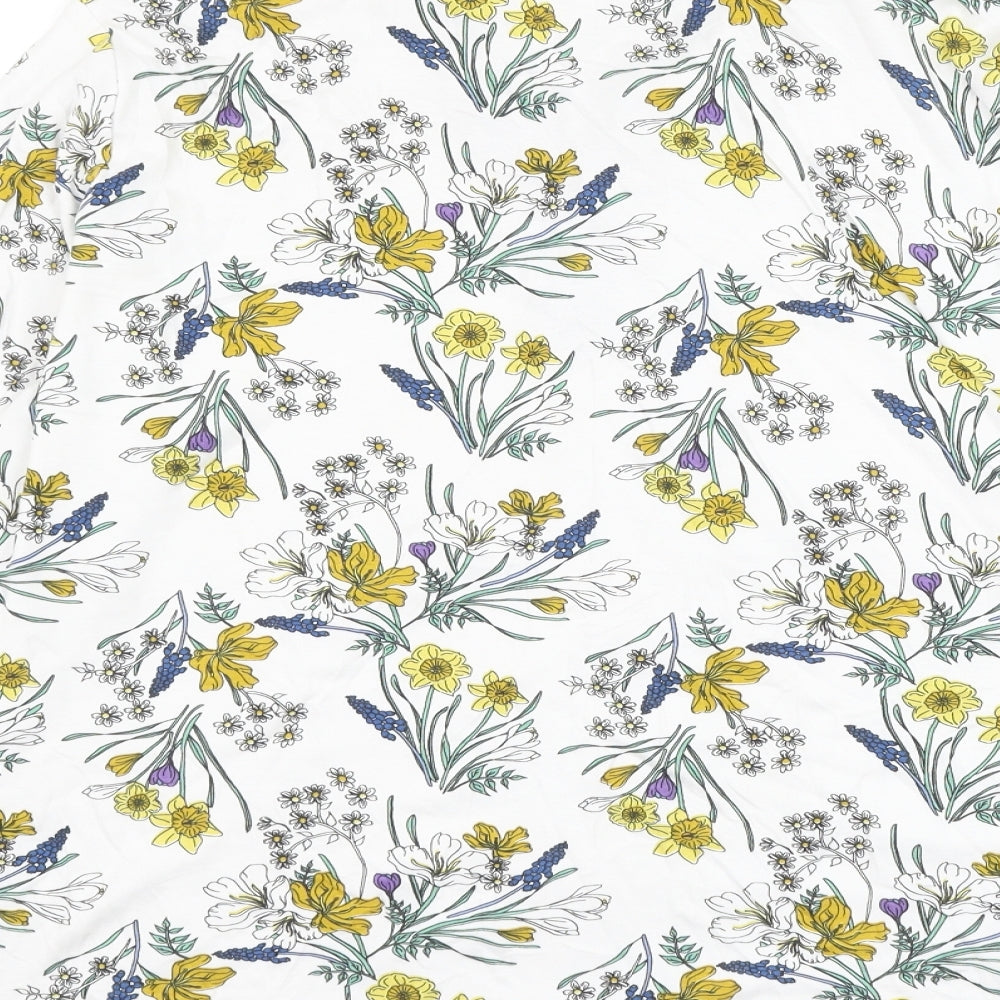 EWM Womens White Floral Cotton Basic Blouse Size 22 Collared - Size 22-24