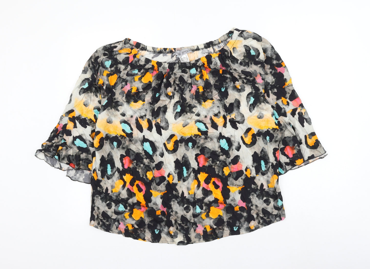 Ashley Brooke Womens Multicoloured Animal Print Viscose Basic Blouse Size 14 Boat Neck - Leopard Print