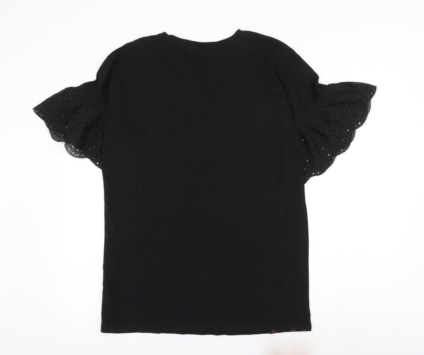 George Womens Black Cotton Basic T-Shirt Size 10 Round Neck