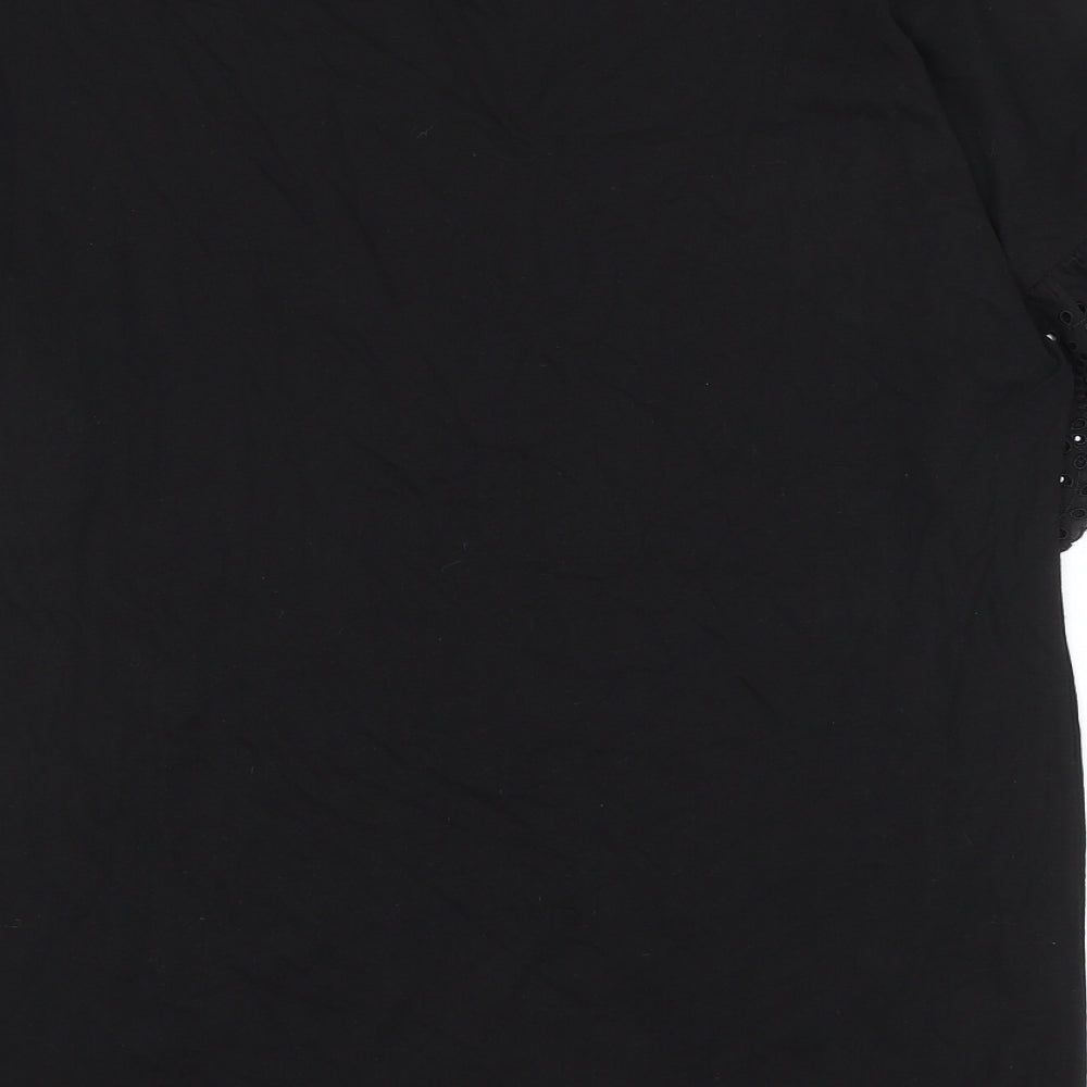 George Womens Black Cotton Basic T-Shirt Size 10 Round Neck