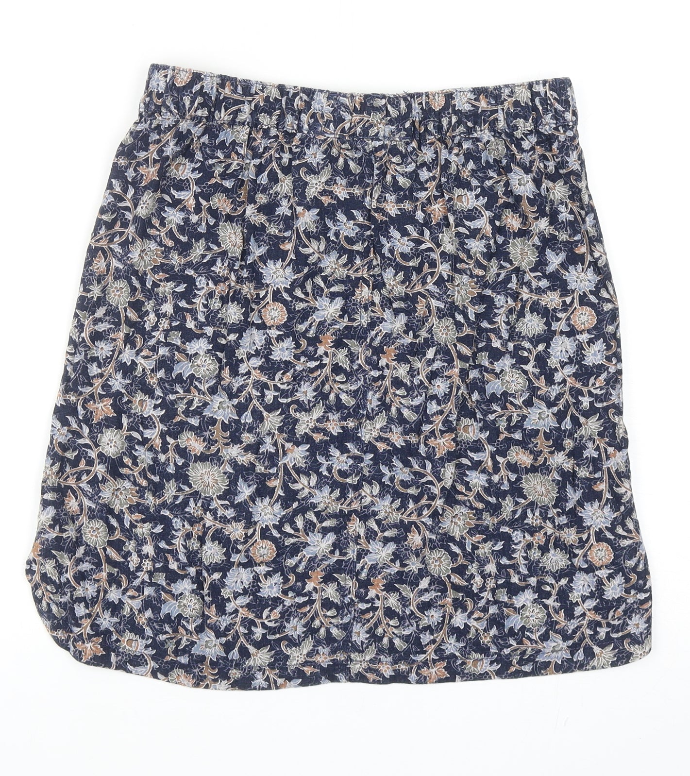 NEXT Womens Blue Floral Linen A-Line Skirt Size 8