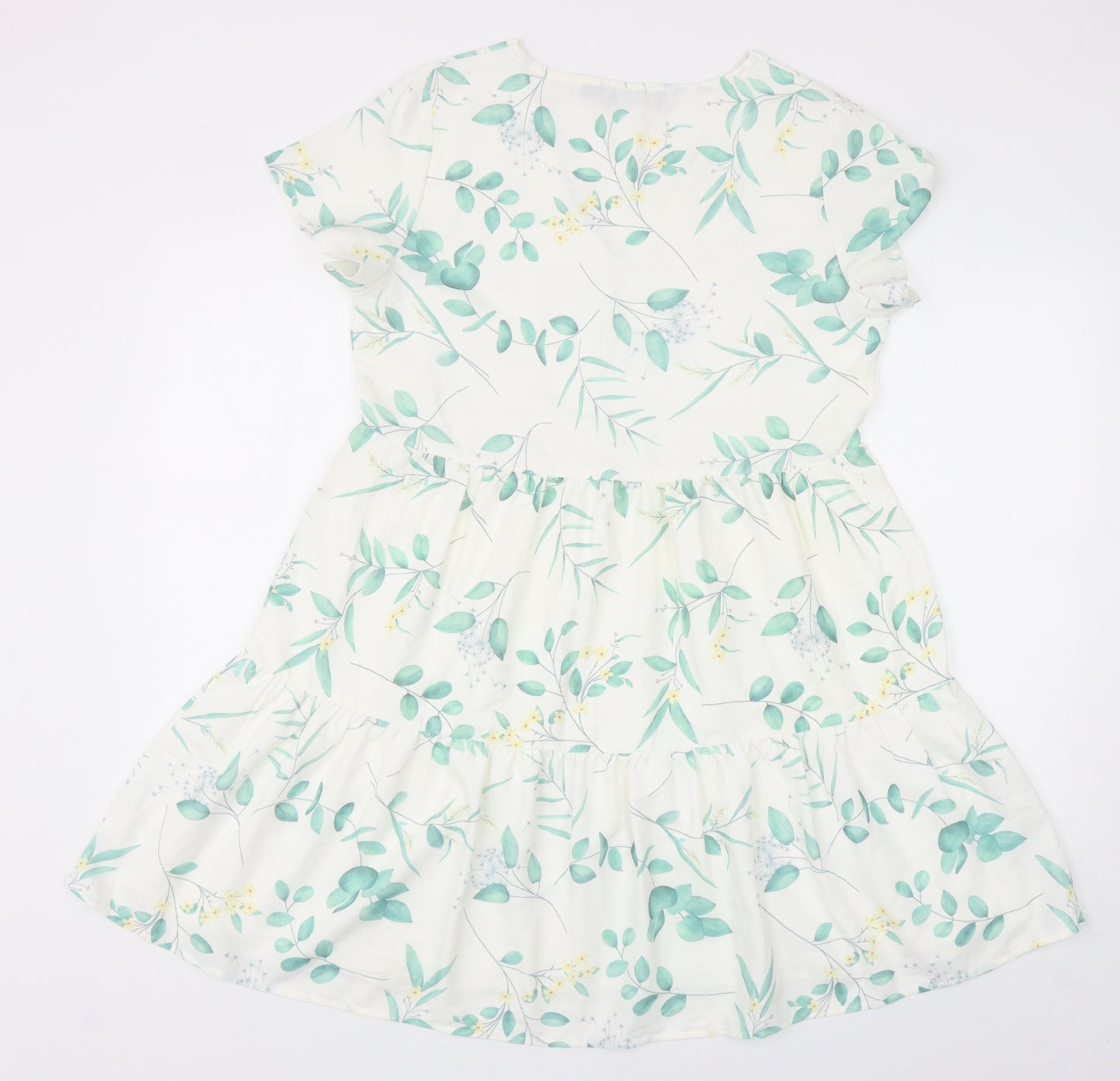 In the Style Womens White Floral Polyester Trapeze & Swing Size 10 V-Neck Pullover