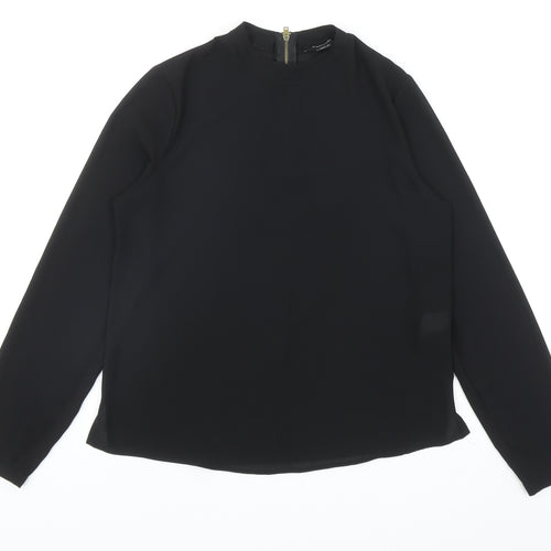 Atmosphere Womens Black Polyester Basic Blouse Size 10 Mock Neck