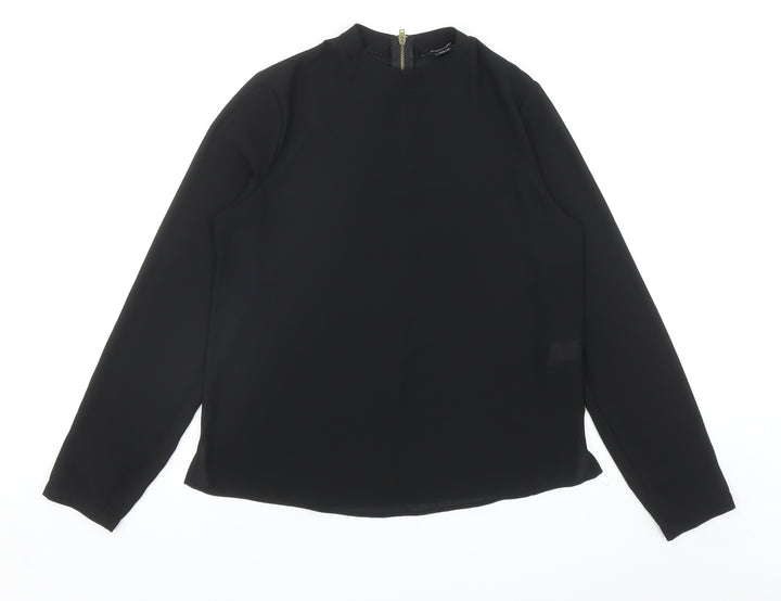 Atmosphere Womens Black Polyester Basic Blouse Size 10 Mock Neck