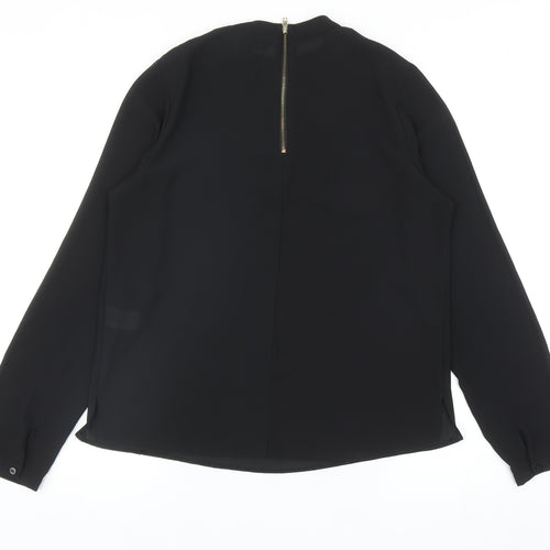 Atmosphere Womens Black Polyester Basic Blouse Size 10 Mock Neck