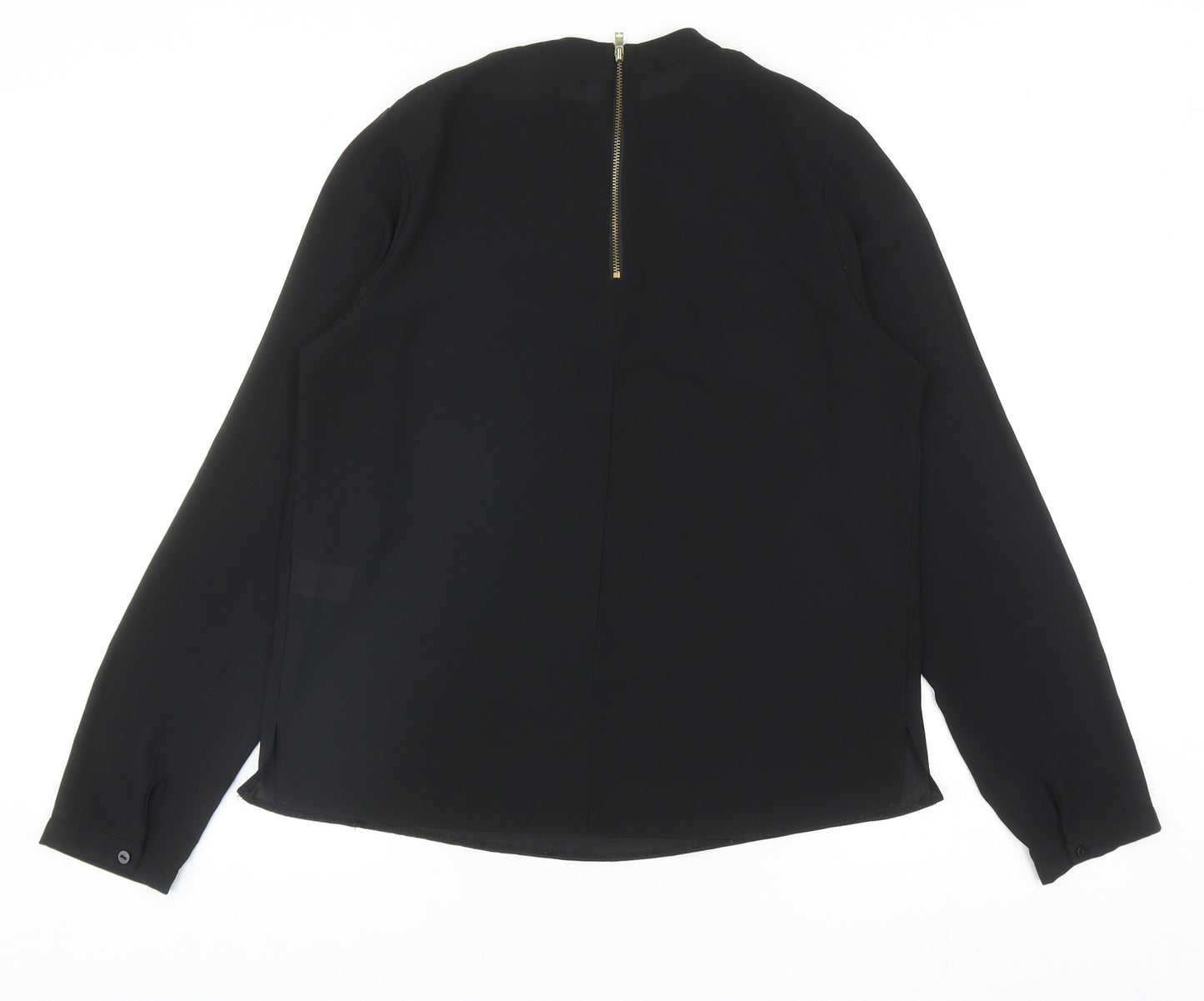 Atmosphere Womens Black Polyester Basic Blouse Size 10 Mock Neck