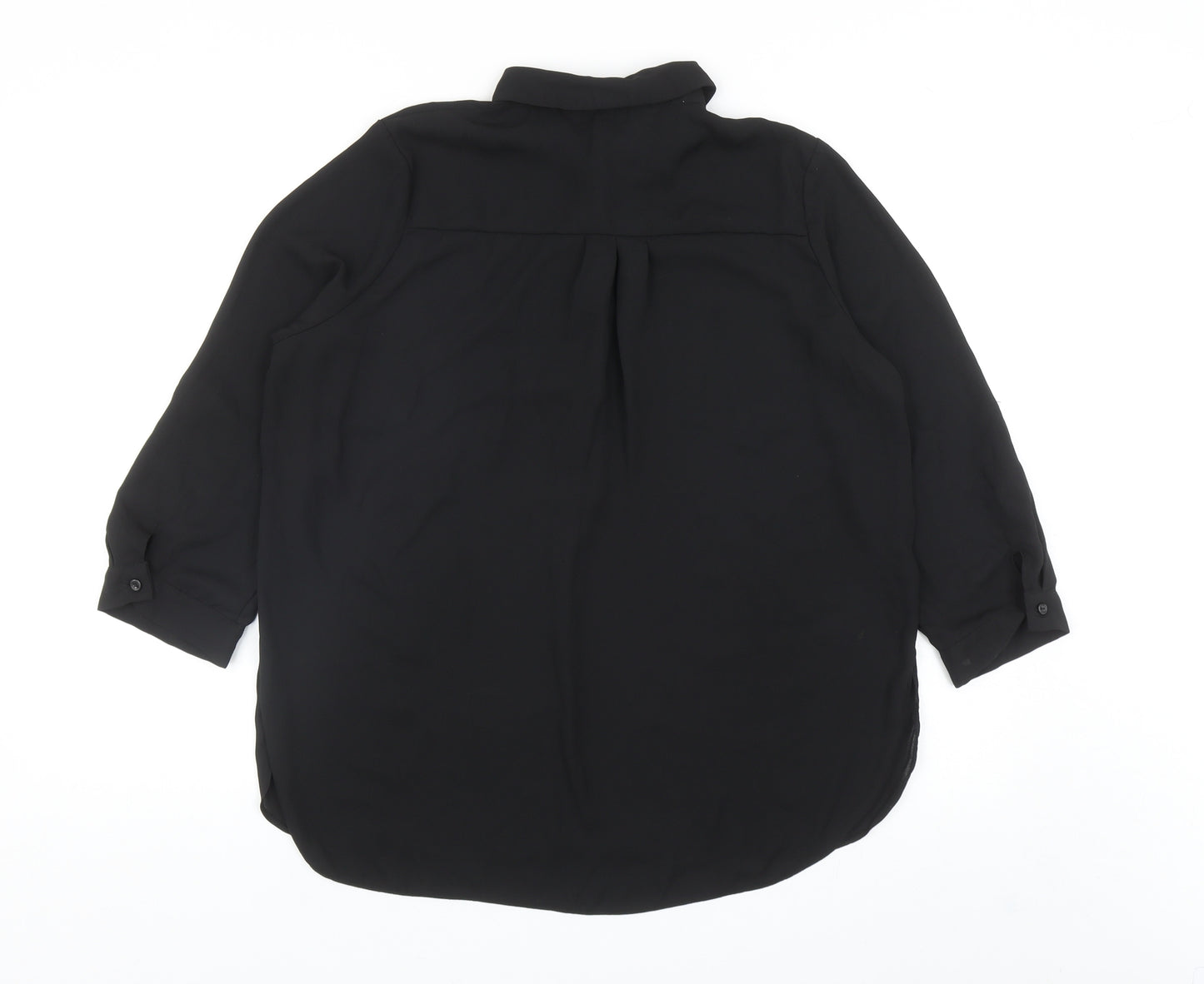 Dorothy Perkins Womens Black Polyester Basic Button-Up Size 14 Collared