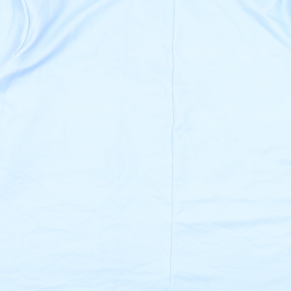 Preworn Womens Blue Cotton Basic T-Shirt Size L Round Neck - Flowers