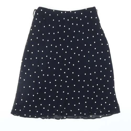 Marks and Spencer Womens Blue Polka Dot Viscose A-Line Skirt Size 10 - Belted