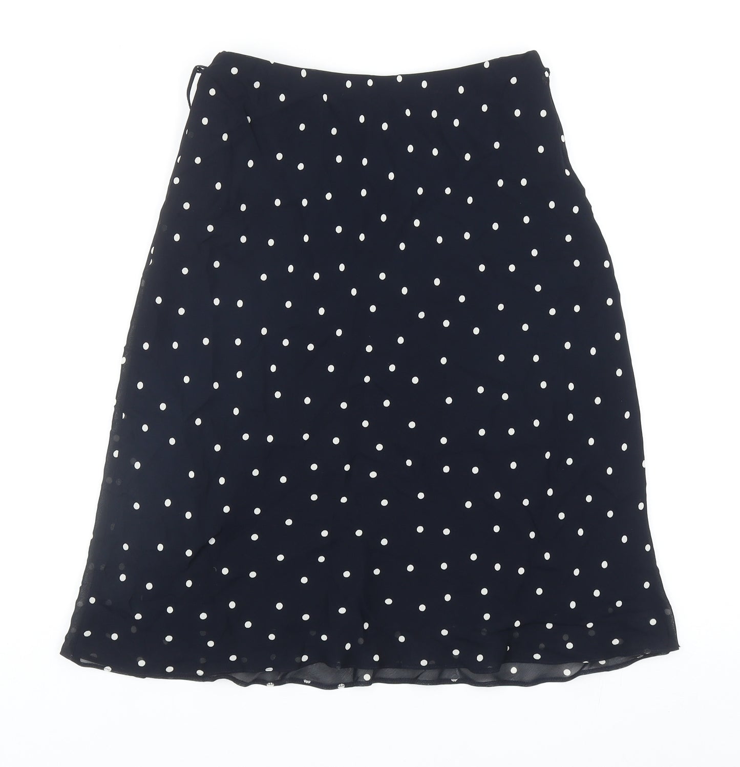 Marks and Spencer Womens Blue Polka Dot Viscose A-Line Skirt Size 10 - Belted
