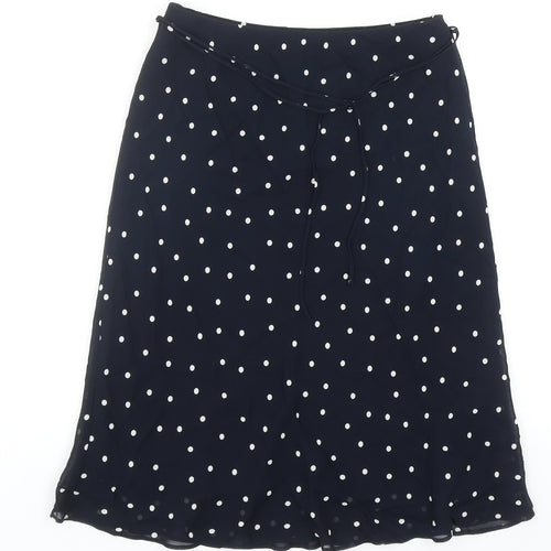 Marks and Spencer Womens Blue Polka Dot Viscose A-Line Skirt Size 10 - Belted