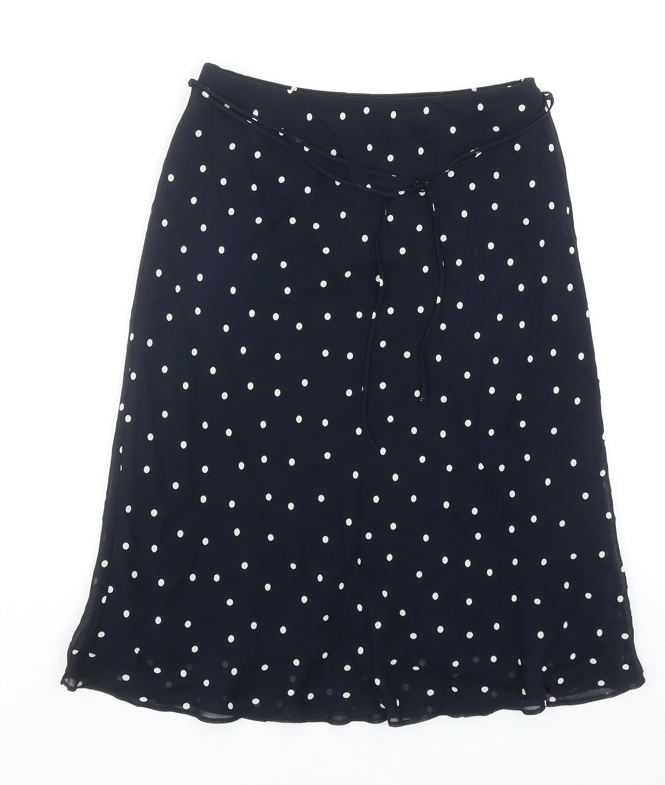 Marks and Spencer Womens Blue Polka Dot Viscose A-Line Skirt Size 10 - Belted