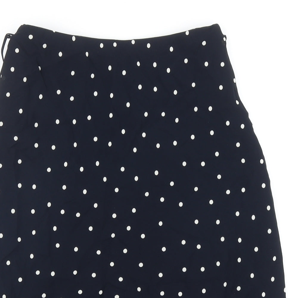 Marks and Spencer Womens Blue Polka Dot Viscose A-Line Skirt Size 10 - Belted