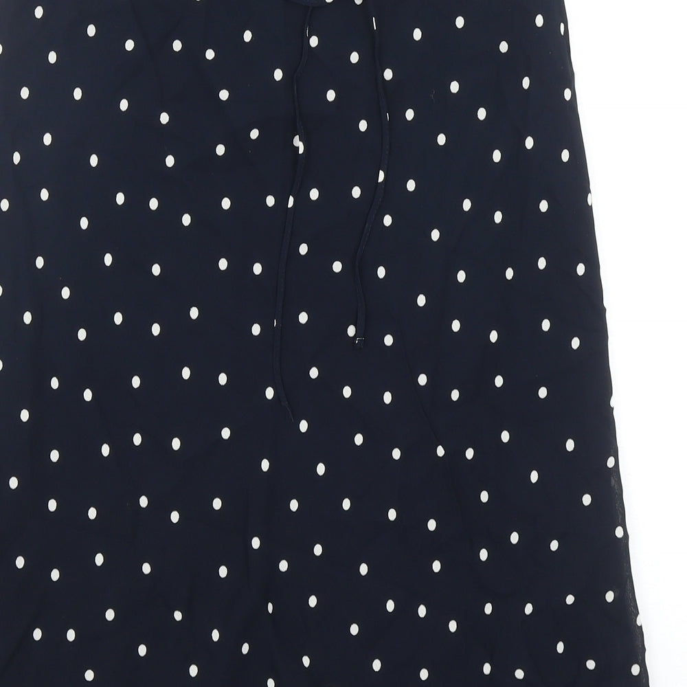 Marks and Spencer Womens Blue Polka Dot Viscose A-Line Skirt Size 10 - Belted