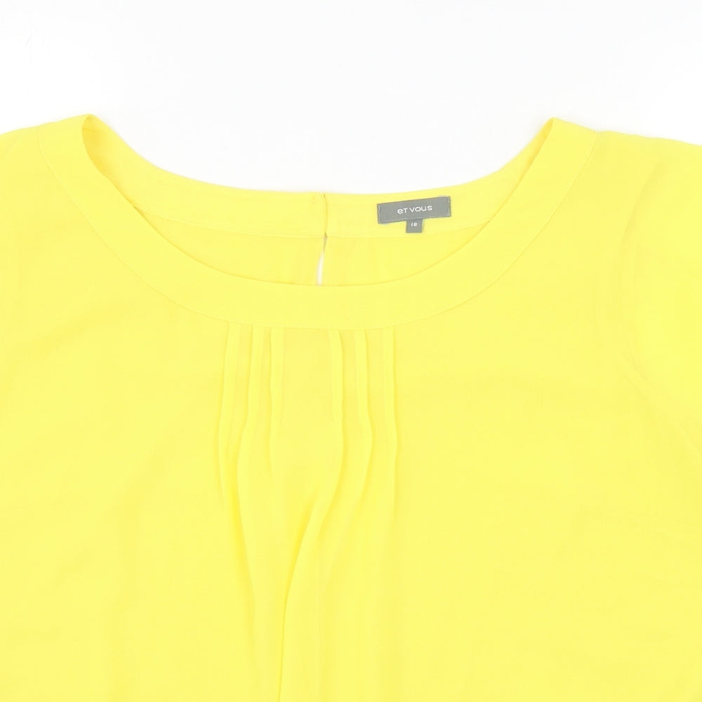 Et Vous Womens Yellow Polyester Basic Blouse Size 18 Scoop Neck