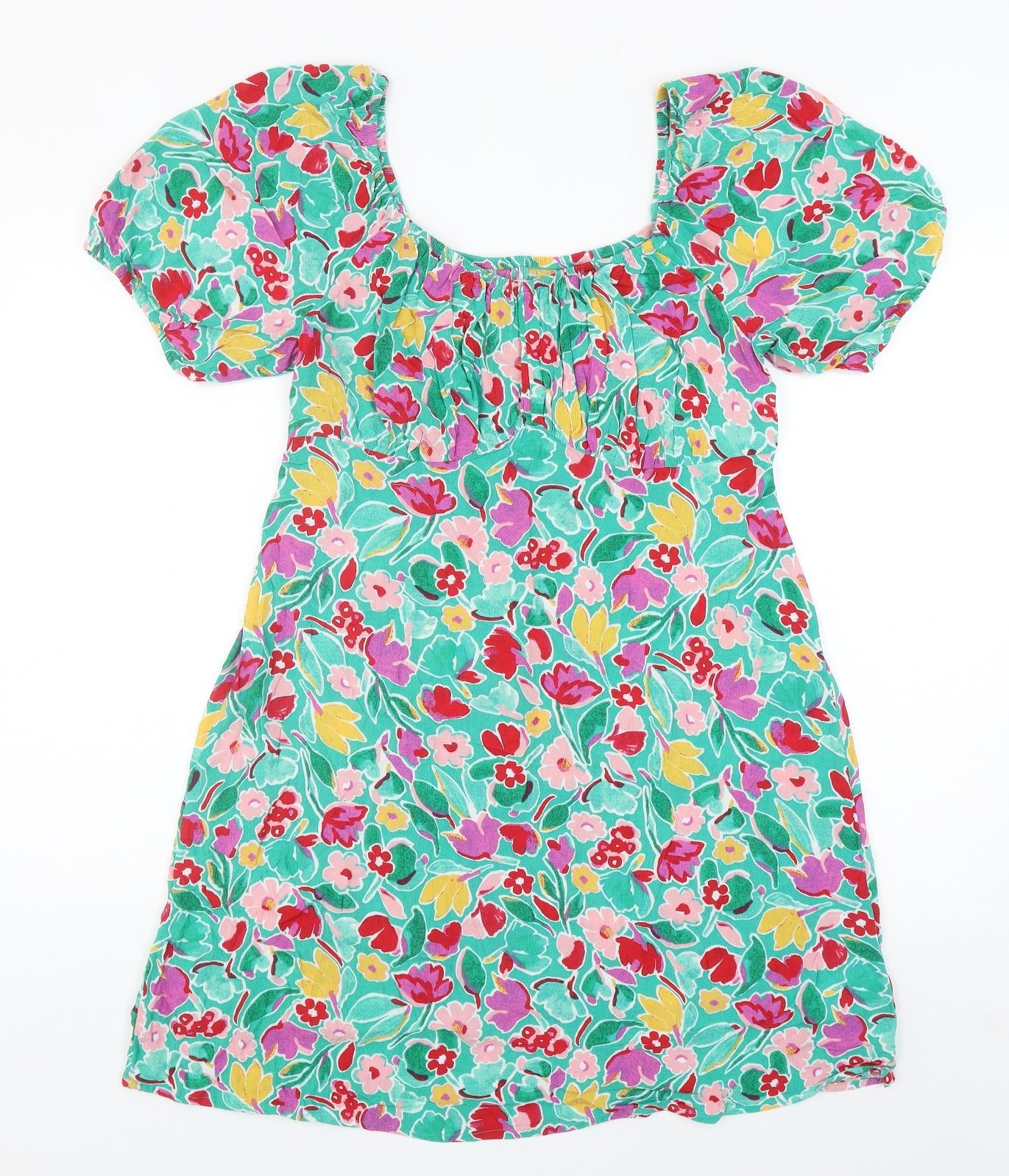 Primark Womens Multicoloured Floral Viscose A-Line Size 14 Scoop Neck Pullover